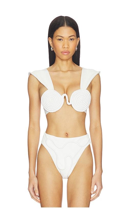 nau bikinis athens wide strap bikini top in white. - size l (also in m, s)