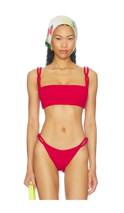 nau bikinis link classic bikini top in red. - size l (also in m, s, xs)