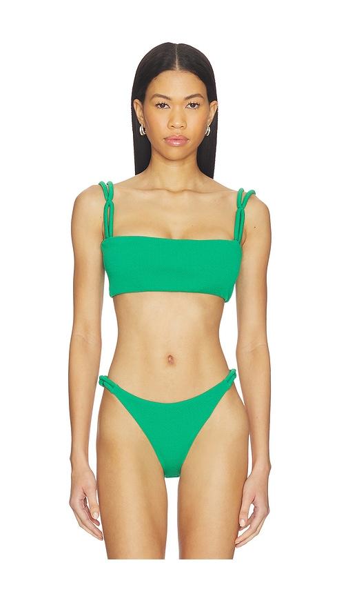 nau bikinis link strap bikini top in green. - size l (also in s, m)