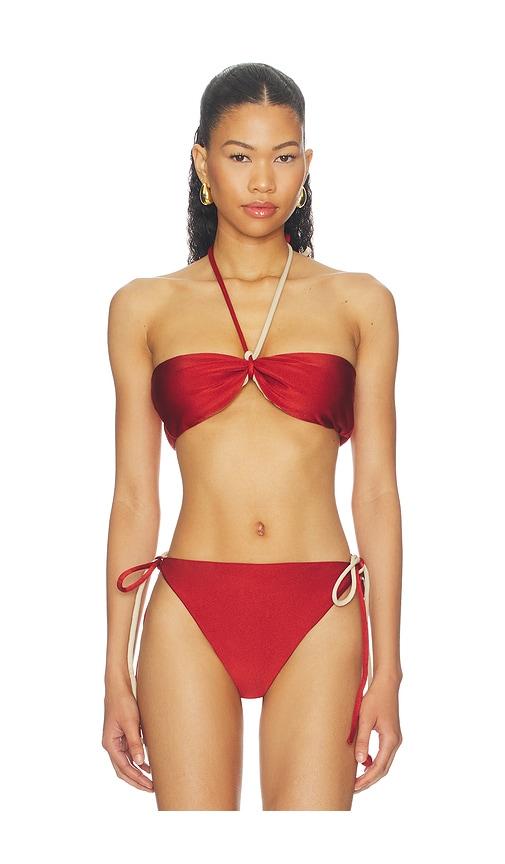 nau bikinis rio classic halterneck bikini top in brick. - size l (also in m, s, xs)