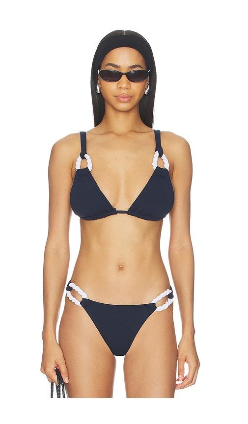 nau bikinis rope contrast bikini top in navy. - size l (also in m, s, xs)