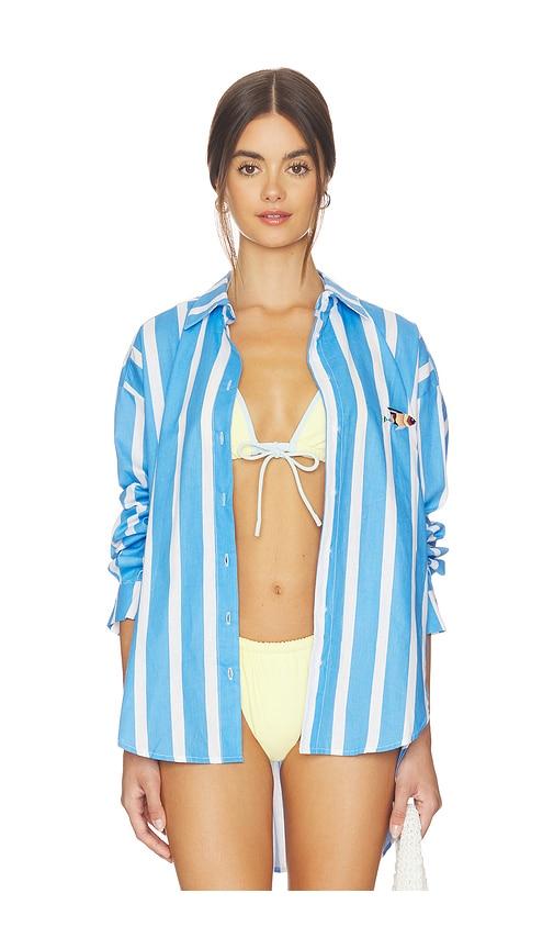 nau bikinis striped tunic in blue. - size l (also in m)
