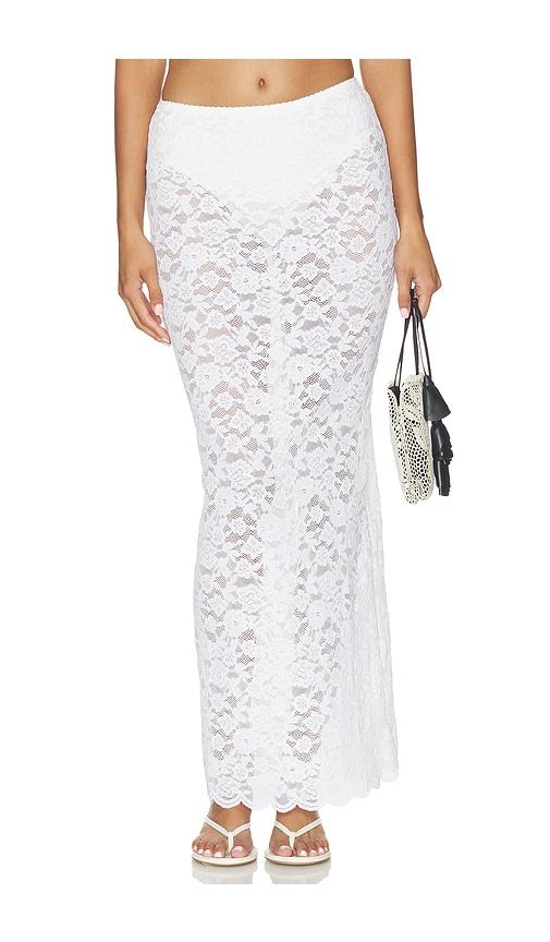 nbd asta maxi skirt in white. - size l (also in xxs, xs, s, m, xl)