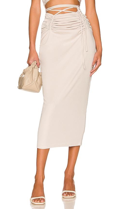nbd aviana midi skirt in beige. - size m (also in xxs, s, xl)