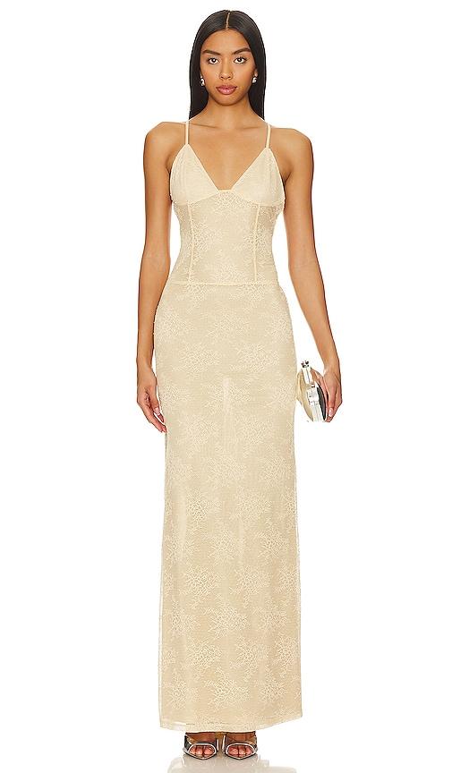 nbd cozette maxi dress in neutral. - size l (also in m, s)
