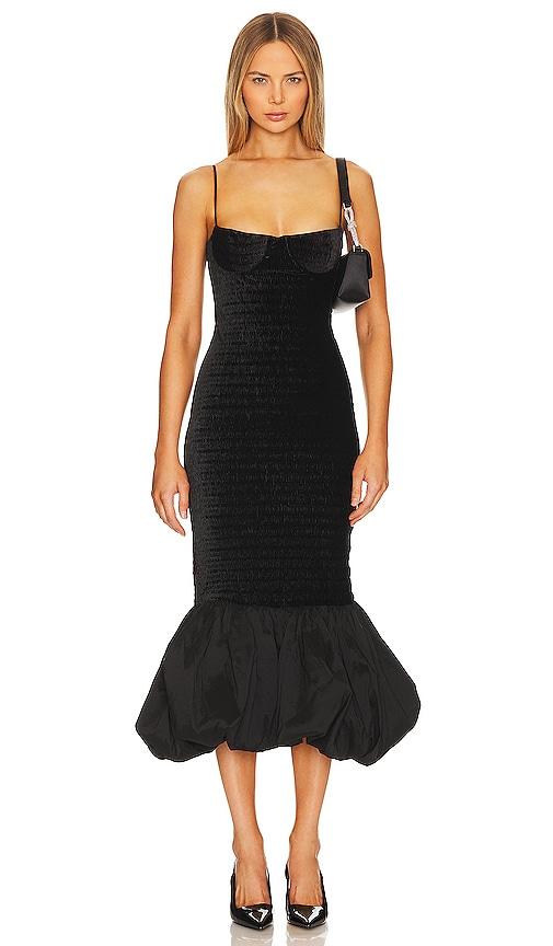 nbd dahlia midi dress in black. - size l (also in xs, s)