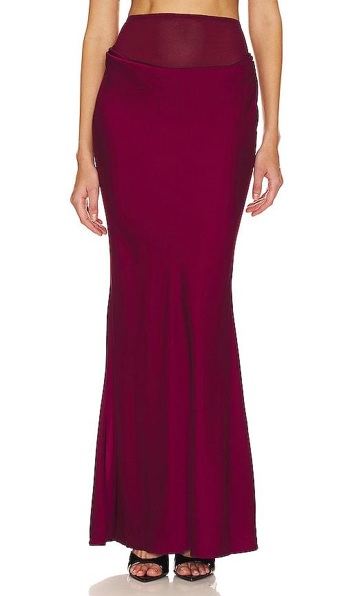 nbd eleni maxi skirt in burgundy. - size xs (also in xxs)