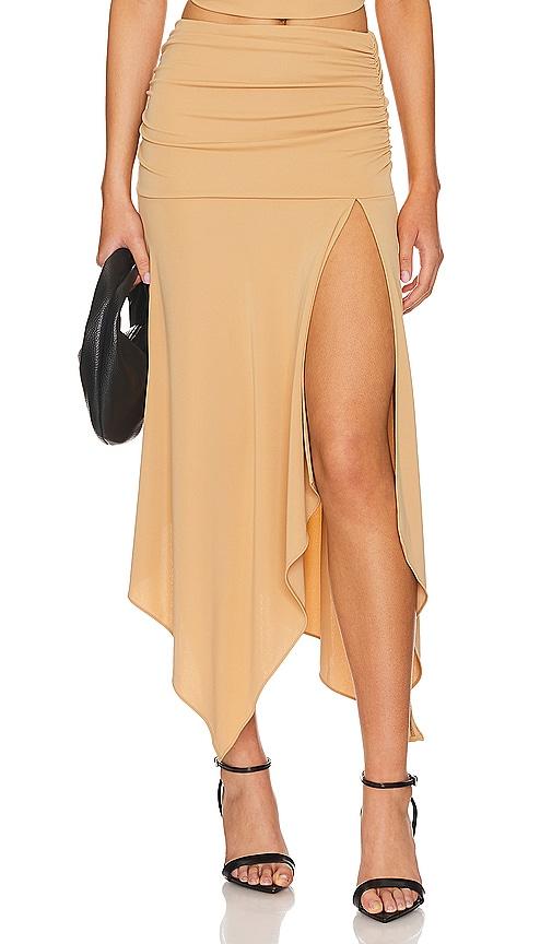 nbd emaline midi skirt in tan. - size xl (also in xs, l)