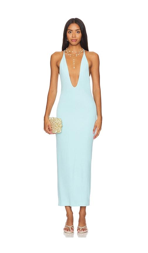 nbd hilton midi dress in baby blue. - size xl (also in l)