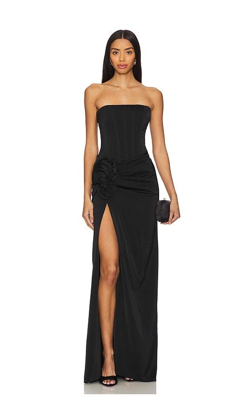 nbd jake gown in black. - size l (also in xxs, xs, s, m)