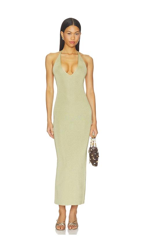 nbd jamy deep v shimmer maxi dress in sage. - size l (also in m, xl)