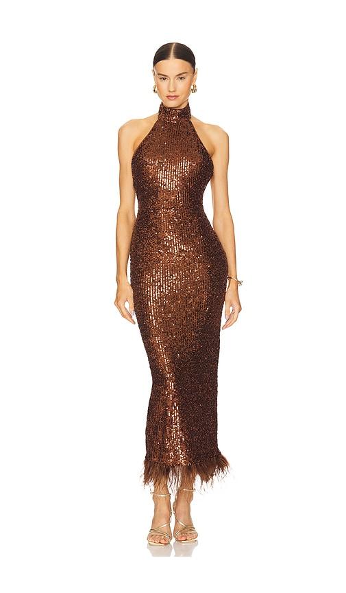 nbd janya maxi dress in brown. - size l (also in xxs)