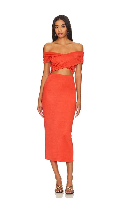 nbd kamryn midi dress in red. - size m (also in s)