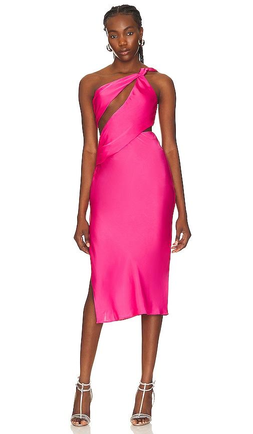 nbd misha midi dress in pink. - size s (also in xs)