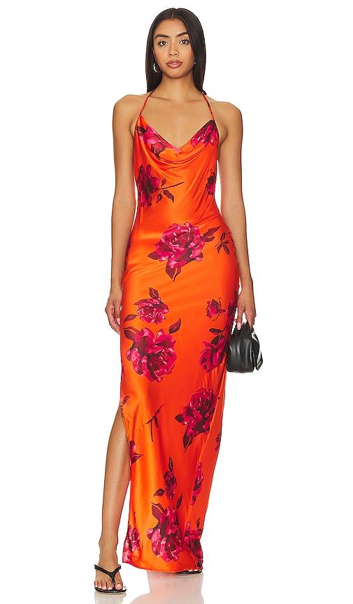 nbd nicolette gown in orange. - size m (also in s, xs)