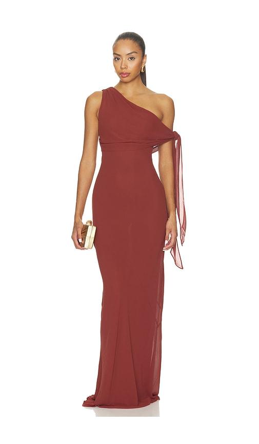nbd saachi gown in rust. - size s (also in xs)