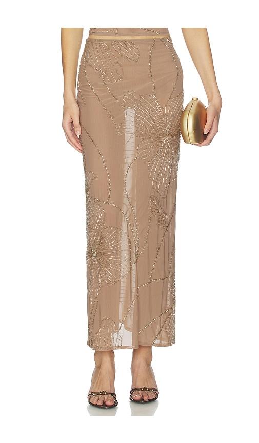 nbd tanuja maxi skirt in taupe. - size l (also in s, m, xl)