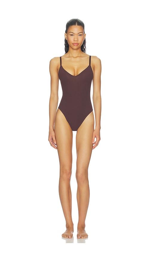 negative underwear base cami bodysuit in brown. - size l (also in xs, xl/1x)