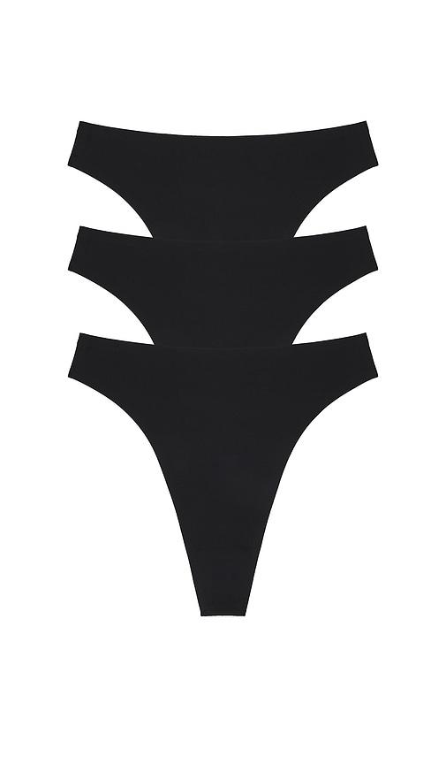 negative underwear base high thong 3-pack in black. - size l (also in xs, m, xxl)