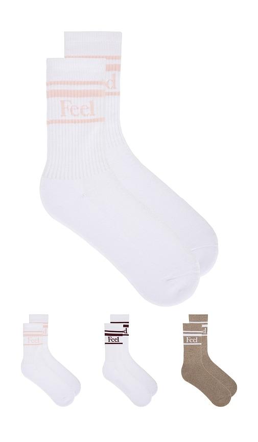 negative underwear feel good varsity 3-pack sock in white.