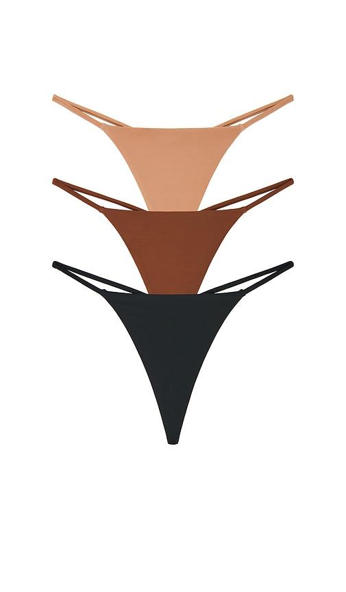 negative underwear glace string thong 3 pack in black,brown. - size l (also in s, m, xl/1x, xxl/2x)