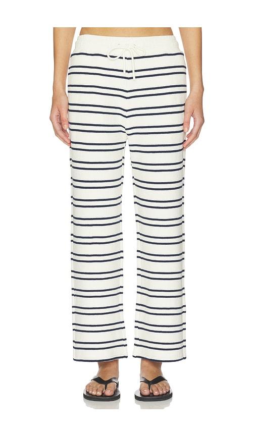 negative underwear waffle knit cropped pant in cream,navy. - size l (also in xs, s, xxl/2x)