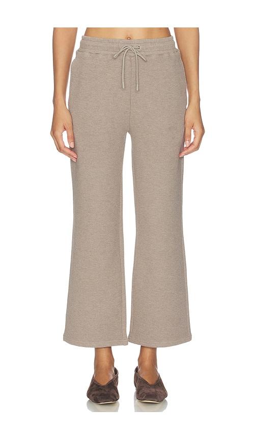 negative underwear waffle knit cropped track pant in taupe. - size l (also in xs, s, m, xl)