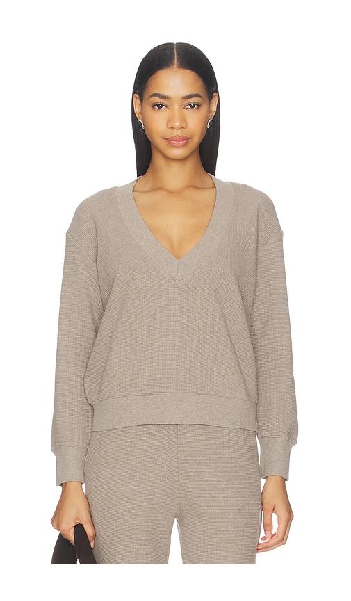 negative underwear waffle knit deep v in taupe. - size l (also in xs, s, m, xl, xxl)