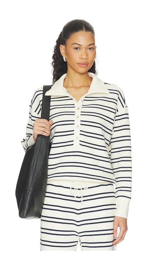 negative underwear waffle knit pullover in cream,navy. - size l (also in xs, s, m, xl/1x, xxl/2x)