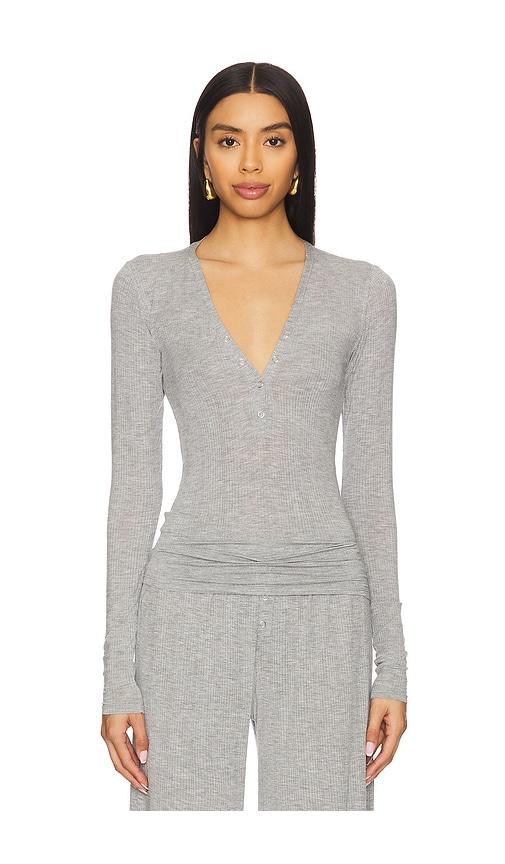 negative underwear whipped henley in light grey. - size l (also in s, xs, m)