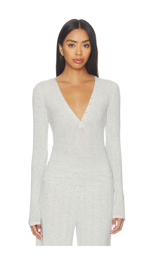 negative underwear whipped henley top in grey. - size l (also in s, xl/1x, xs, xxl/2x)