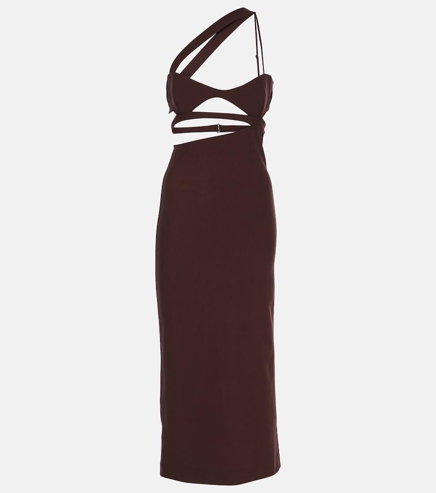 nensi dojaka asymmetric silk midi dress