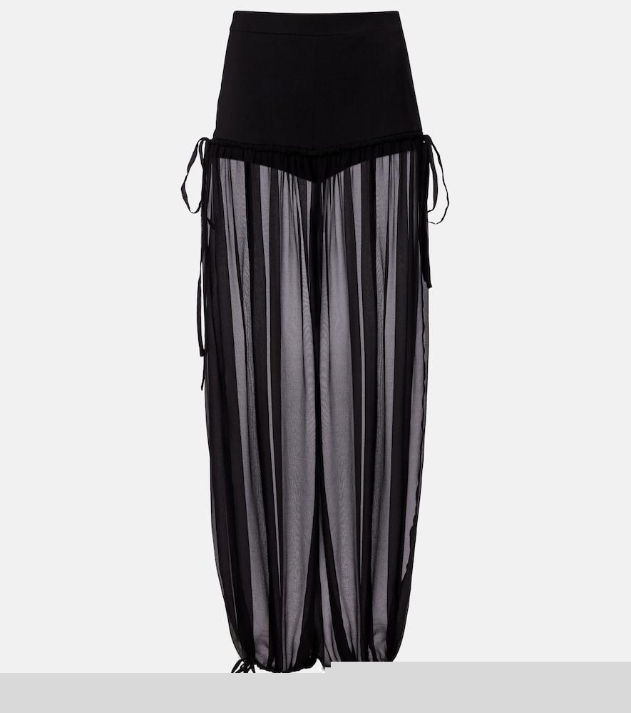 nensi dojaka mesh-trimmed silk balloon pants