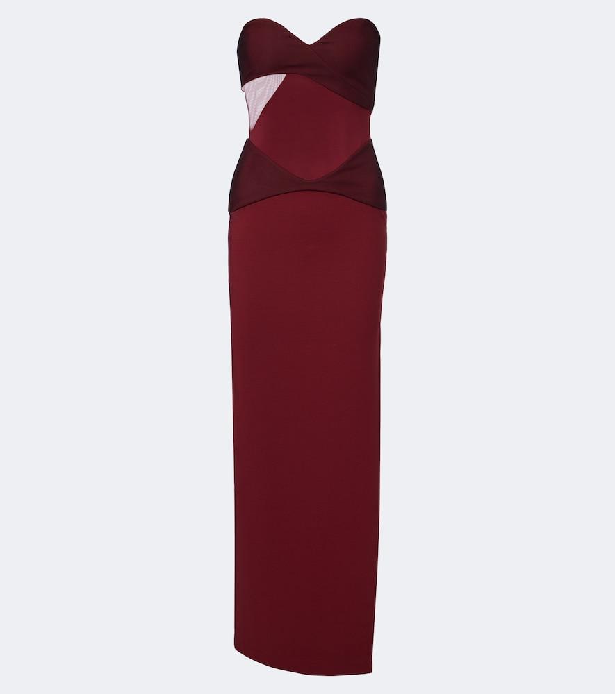 nensi dojaka paneled strapless gown