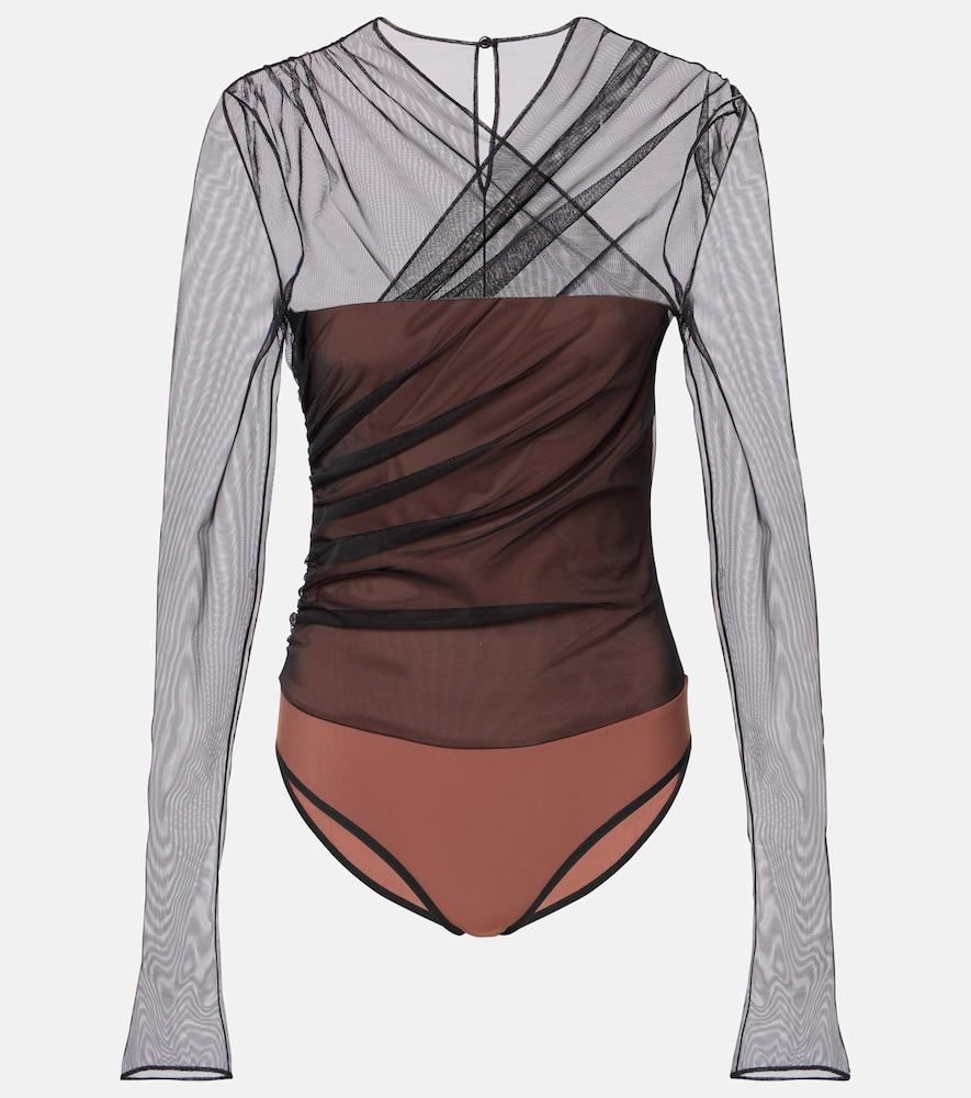 nensi dojaka renee draped tulle bodysuit