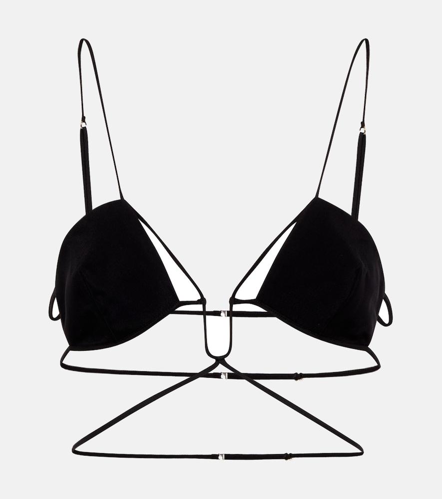 nensi dojaka tie-trimmed gabardine bra