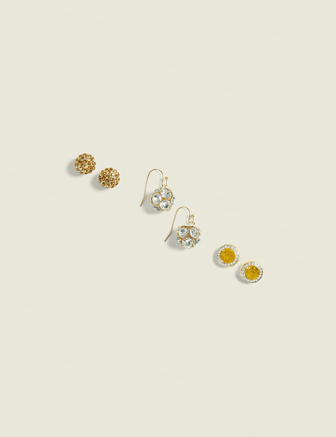 neutral pave 3-pack earring