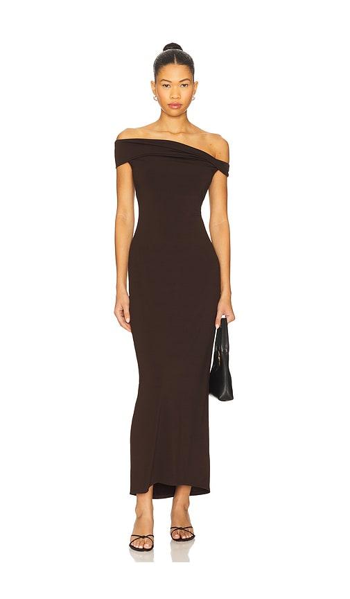 nia clara dress in chocolate. - size l (also in s, xs, m)