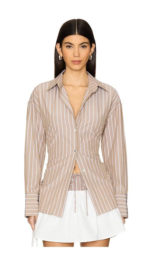 nia jules shirt in taupe. - size s (also in xs)