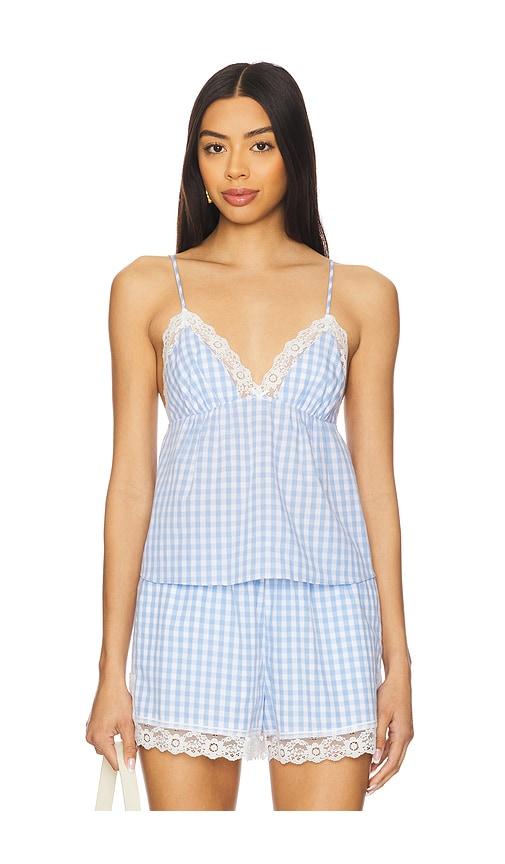 nia kendra top in baby blue. - size l (also in m)