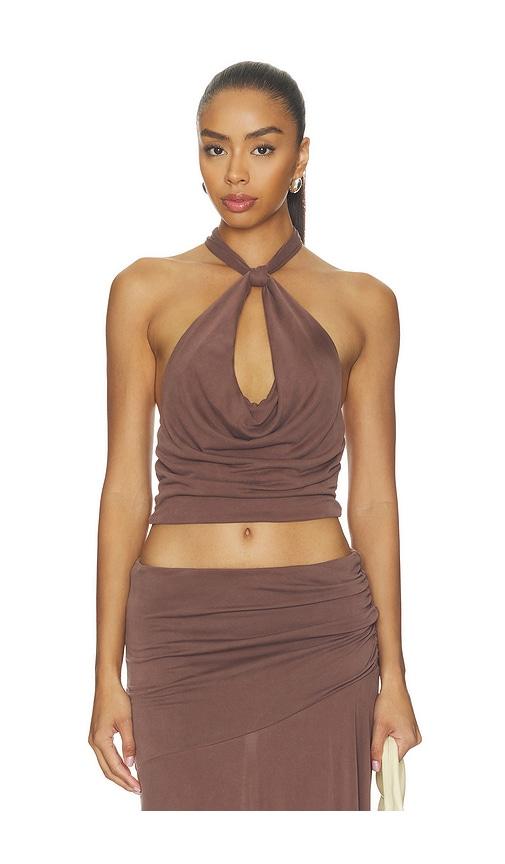 nia lucia top in brown. - size l (also in s, xs, m)