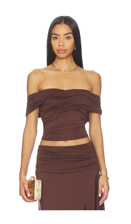 nia magnolia top in chocolate. - size l (also in m, s, xl, xs)