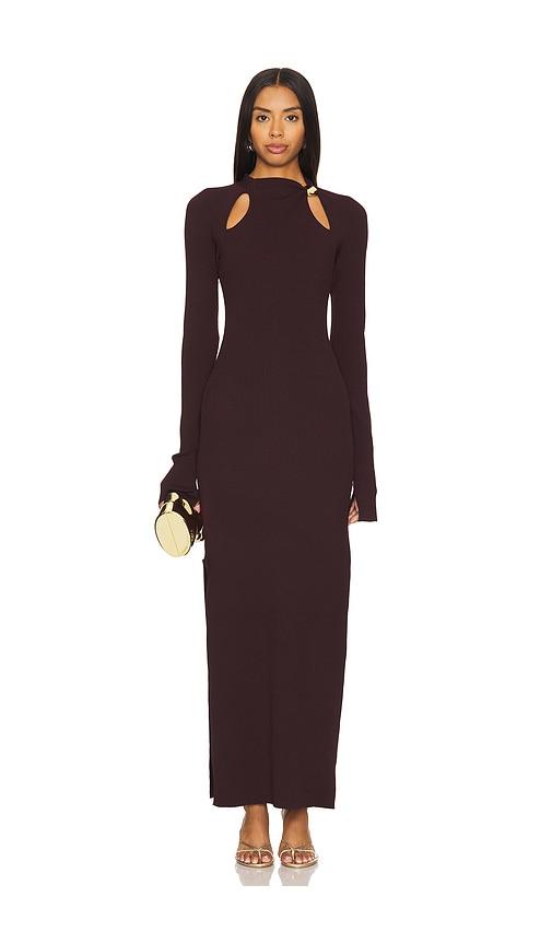 nicholas ellie midi gold bead dress in purple. - size l (also in s)