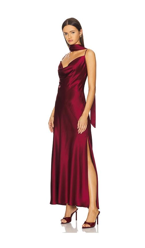 nicholas geneva sleeveless cowl neck gown with side slit in red. - size 10 (also in 12, 6)