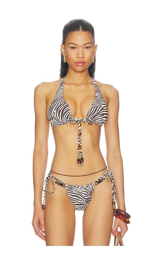 nicholas malta bikini top with center beaded ties in multi. - size m (also in xs, s, xl)