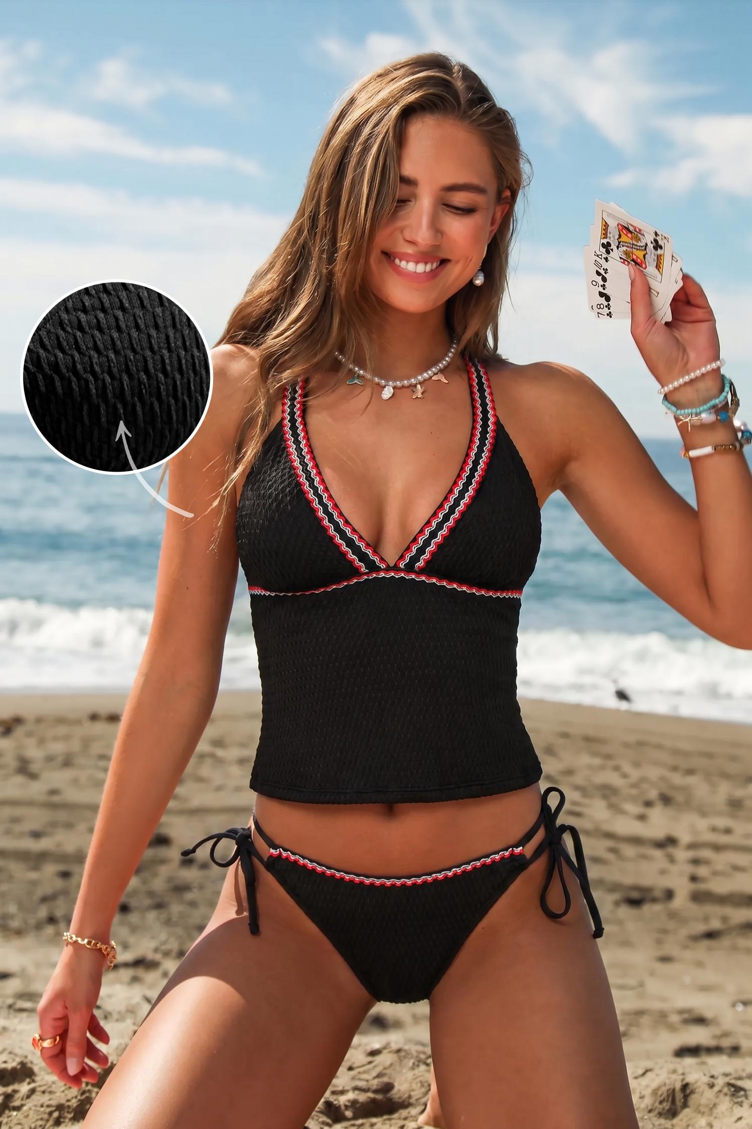 night dip black tankini set - l
