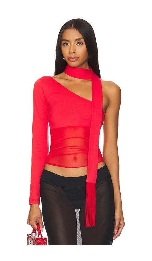 niihai asymmetric neck tie top in red. - size s (also in xl)