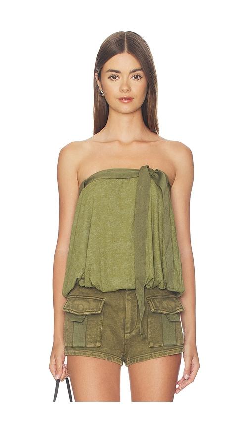 niihai bandeau balloon top in green. - size l (also in xs, s, m)