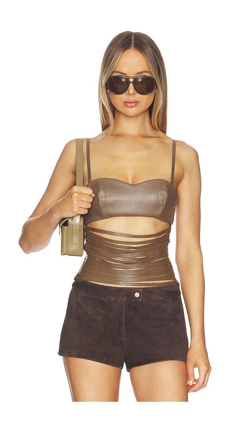 niihai lazer cut corset in brown. - size l (also in m, s, xs)