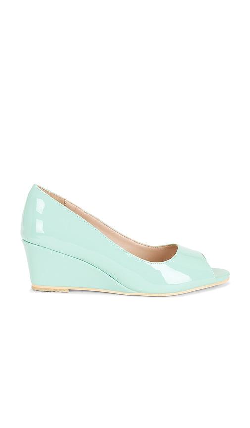 niihai open toe vinyl mule wedge in baby blue. - size 36 (also in 39)